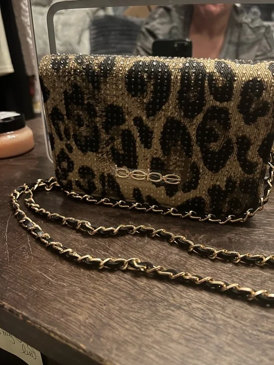 NWT Bebe Meara Crystal Leopard Crossbody - Wallet on Chain DEADSTOCK - Picture 4 of 12